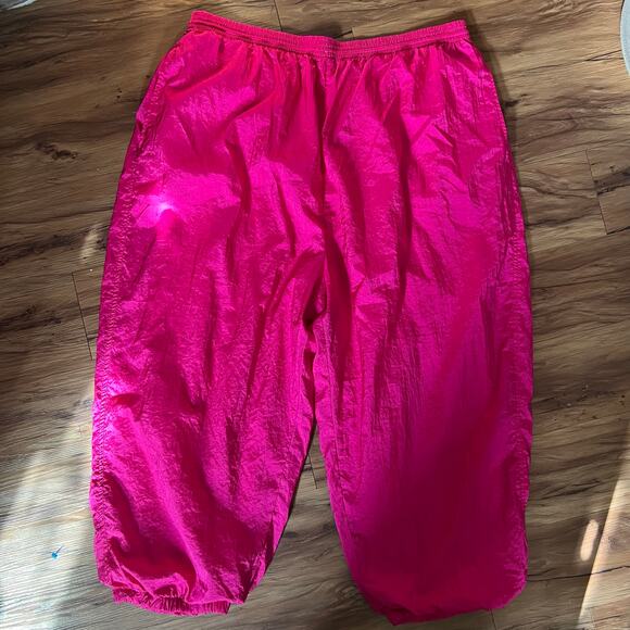 None Pants - Vintage Plus Size Hot Pink Milano SportII Size 3X Shiny Windbreaker Track Pants